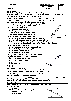 Kiểm tra 1 tiết môn Toán 7 ( tiết 16)